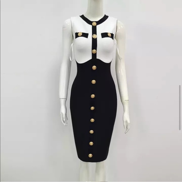 🎉New 2022 Knee Length Bodycon Bandage Sleeveless Button Dress - Picture 11 of 13